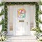 Spiareal “Flower Welcome” Spring Front Door Sign – Wood Hanging Outdoor Decor with Pink Wreath for Farmhouse Porch